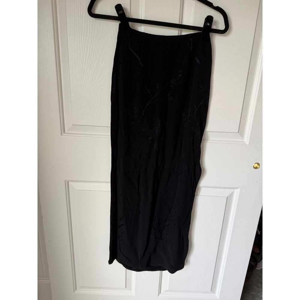 Anthropologie Black Embroidered Butterfly Floral Midi Skirt Size 6 Vintage Style